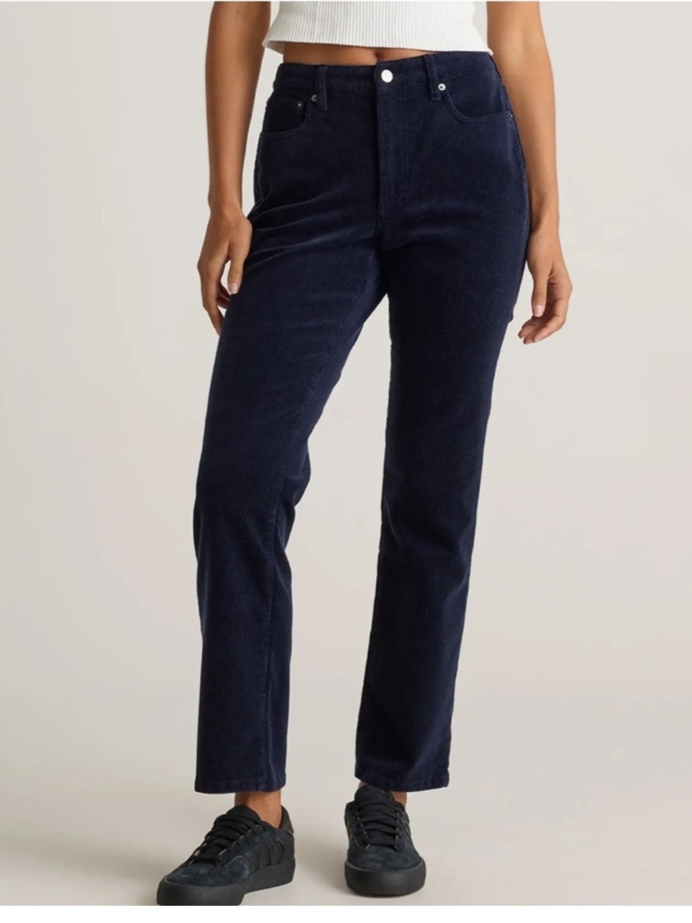 Quince Organic Stretch Corduroy
Straight Leg Pants in Navy size 4